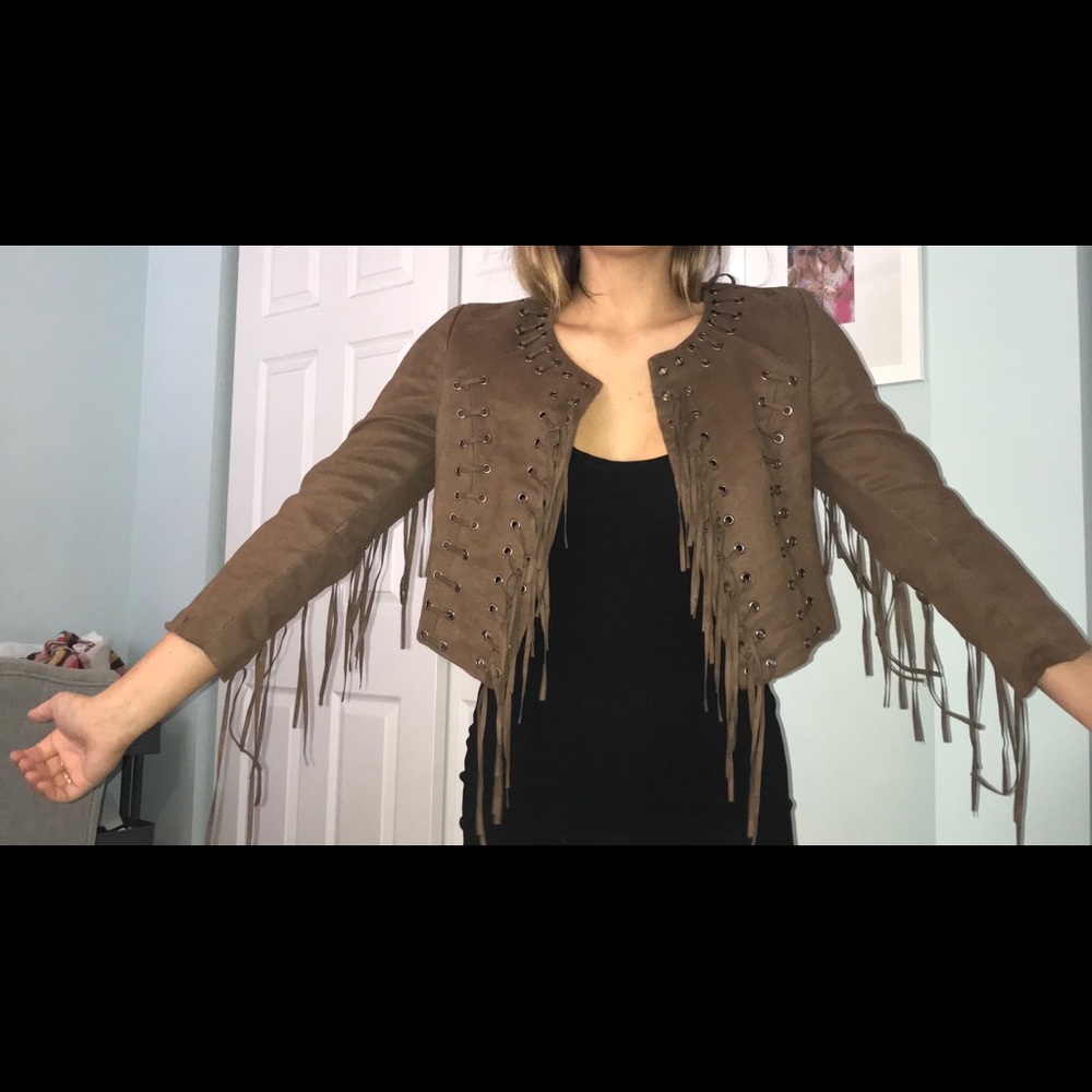 Vintage Fringe Crop Jacket Size Small